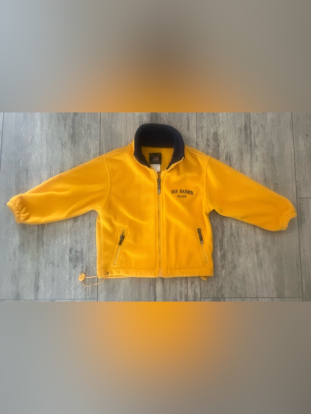 Vintage Cheneral Bar Harbor Maine Kids Fleece Jacket XS Yellow Full Zip